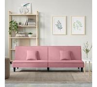 WHOPBXGAD Velvet Pink Sofa Bed with Adjustable Backrest, Comfortable Foam Cushions, Sturdy Plywood Frame for Living Room, Guest Room, 200cm Wide Convertible Sleeper Sofa