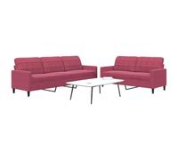 WHOPBXGAD Velvet Red Wine 2+3 Seater Sofa Set with Cushions, Modern Living Room Furniture for Relaxing and Entertaining, Soft Fabric with Sturdy Metal Frame