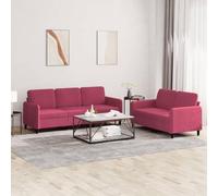 WHOPBXGAD Velvet Red Wine 2-Piece Sofa Set with 5 Pillows, Modern Living Room Furniture for Small Spaces, Comfortable 2+3 Seater Couch with Soft Fabric and Sturdy Metal Frame