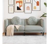 WHOPBXGAD Velvet Sofa 2 Seater Light Grey with Round Cushions, Modern Living Room Furniture for Relaxing, Reading and TV Watching, Soft Fabric Upholstery with Comfortable Seat and Sturdy Wooden Legs