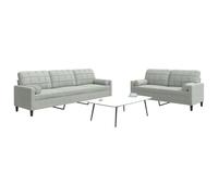 WHOPBXGAD Velvet Sofa Set 2+3 Seater Light Gray Living Room Furniture with Cushions Modern Sectional Couches for Home Lounge Comfortable Conversation Set