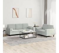 WHOPBXGAD Velvet Sofa Set 2+3 Seater Light Grey with Pillows for Living Room, Modern Sectional Couch with Soft Fabric and Sturdy Structure, Comfortable Seating for Relaxing and Entertaining