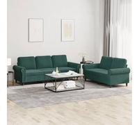 WHOPBXGAD Velvet Sofa Set 2 Piece Dark Green with Cushions, Living Room Furniture for Small Spaces, Comfortable Sectional Couch with Soft Fabric and Sturdy Structure