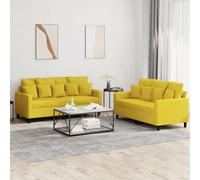 WHOPBXGAD Velvet Yellow 2-Piece Sofa Set with Cushions, Modern Living Room Furniture for Small Spaces, Comfortable Loveseat with Soft Upholstery, Perfect for Apartments and Home Decor