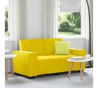 WHOPBXGAD Velvet Yellow 2 Seater Sofa 120cm Wide, Modern Living Room Furniture with Comfortable Cushions, Sturdy Wood Metal Frame, Perfect for Small Spaces and Guest Rooms