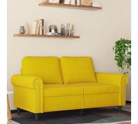WHOPBXGAD Velvet Yellow 2 Seater Sofa 120cm Wide Modern Living Room Furniture with Soft Fabric, Sturdy Metal Frame and Thick Cushions for Comfortable Relaxation and TV Watching