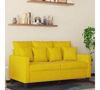 WHOPBXGAD Velvet Yellow 2 Seater Sofa 120cm Wide Modern Living Room Furniture with Thick Cushions, Sturdy Metal Frame for Home Lounge Relaxation TV Watching Reading Space