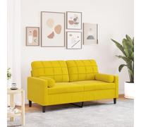 WHOPBXGAD Velvet Yellow 2 Seater Sofa 140cm with Cushions, Modern Small Space Living Room Furniture for Relaxing, Reading and TV Watching, Soft Comfortable Fabric with Sturdy Metal Frame Structure