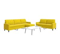 WHOPBXGAD Velvet Yellow 3-Piece Sofa Set with Cushions, Modern Living Room Furniture for Small Spaces, Comfortable Sectional Couch with Ottoman, Perfect for Apartments and Family Rooms
