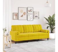 WHOPBXGAD Velvet Yellow 3 Seater Sofa 180cm with Cushions, Modern Living Room Furniture for Relaxing, Reading and TV Watching, Soft Fabric with Sturdy Metal Frame