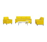 WHOPBXGAD Velvet Yellow 4 Piece Sofa Set with Cushions, Modern Living Room Furniture for Small Spaces, Comfortable Seating with Ottoman and Pillows, Perfect for Chatting and Relaxing