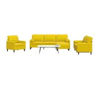 WHOPBXGAD Velvet Yellow 4 Piece Sofa Set with Cushions Modern Living Room Furniture for Small Spaces Comfortable Seating Conversation Sofa Bedroom Decor