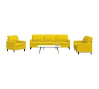 WHOPBXGAD Velvet Yellow 4-Piece Sofa Set with Ottoman, Living Room Furniture for Small Spaces, Comfortable Modern Sectional Couch with Thick Cushions and Sturdy Metal Frame