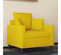 WHOPBXGAD Velvet Yellow Accent Chair 60cm Wide Seat Modern Lounge Sofa for Living Room Bedroom Reading Relaxing with Thick Padding Sturdy Metal Frame Soft Fabric
