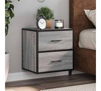 WHOPBXGAD Wall Mounted Nightstand Set of 2, Floating Bedside Table with 2 Drawers, Sonoma Gray Modern Design, 40x31x39.5 cm, Space Saving Storage for Bedroom, Living Room, Dorm