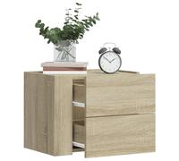 WHOPBXGAD Wall Mounted Nightstand Set of 2, Sonoma Oak Floating Bedside Tables with Drawers, 45x30x35 cm, Space Saving Storage for Bedroom & Living Room, Sturdy Engineered Wood