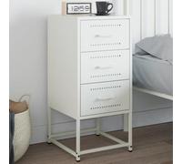 WHOPBXGAD White Steel Nightstand 36x39x78 cm Industrial Design Bedside Table with Storage Space, Sturdy Metal End Table for Living Room Bedroom Study, Easy to Clean Modern Furniture
