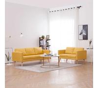 WHOPBXGAD Yellow Fabric 2-Piece Sofa Set with Removable Cushions, 3-Seater and 2-Seater Living Room Couches for Home Office Decor, Comfortable Modern Furniture