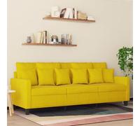WHOPBXGAD Yellow Velvet 3 Seater Sofa 180 cm Modern Living Room Furniture with Soft Fabric, Sturdy Metal Frame and Thick Cushions for Relaxing and Entertaining