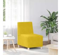 WHOPBXGAD Yellow Velvet Accent Chair 55 cm Small Sofa for Living Room Bedroom, Modern Tufted Lounge Chair with Wooden Legs, Comfortable Single Seater Armchair for Reading Relaxing
