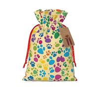 WHOPRO Juego de bolsas de regalo festivas, embalaje de regalo decorativo para Navidad, vacaciones y ocasiones especiales, arte de huellas de patas