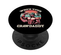 Who's Your CrawDaddy Crawfish Retro Crayfish Crawdad Dad Men PopSockets PopGrip Adhesivo