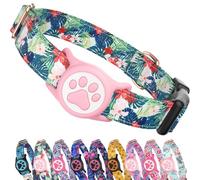 WhoseID Collar para perro Airtag, con soporte impermeable para Airtag, diseño original y elegante. Hebilla de identificación con código QR, cómodo algodón suave para perros pequeños, medianos y