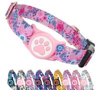 WhoseID Collar para perro Airtag, con soporte impermeable para Airtag, diseño original y elegante. Hebilla de identificación con código QR, cómodo algodón suave para perros pequeños, medianos y