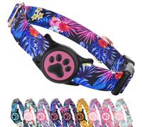 WhoseID Collar para perro Airtag, con soporte impermeable para Airtag, diseño original y elegante. Hebilla de identificación con código QR, cómodo algodón suave para perros pequeños, medianos y
