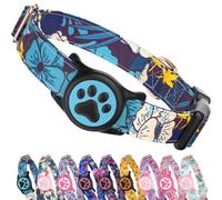 WhoseID Collar para perro Airtag, con soporte impermeable para Airtag, diseño original y elegante. Hebilla de identificación con código QR, cómodo algodón suave para perros pequeños, medianos y