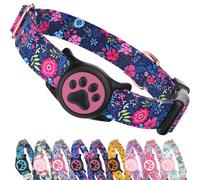 WhoseID Collar para perro Airtag, con soporte impermeable para Airtag, diseño original y elegante. Hebilla de identificación con código QR, cómodo algodón suave para perros pequeños, medianos y