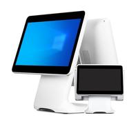 WHRAOY Caja Registradora De Pantalla Grande De 15,6 Pulgadas, Táctil Inteligente, Doble Pantalla De 15,6 Y 13,3 Pulgadas, Interfaz Multifuncional, Ángulos Ajustables,White