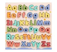 Whrcy De Madera del Alfabeto - Letras de Madera Mayúsculas y Minúsculas para Niños - Tablero Interactivo con Bloques para Emparejar en Aula Infantil y Kindergarten