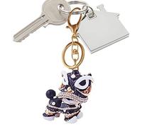 Whrcy Llavero de danza de leones, Mascota del sostenedor del llavero del esmalte animal cristalino de la moda, Lucky Lions Dance Llaveros Colgante Moda Animal Esmalte Llavero