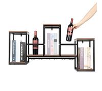 whsiodj Soporte para botellas de vino de metal, estante de pared de madera maciza con soporte para copas de vino, almacenamiento rústico para el hogar, restaurante, alta capacidad de carga