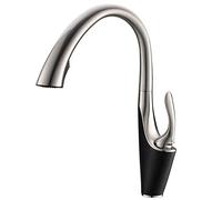 WHSY127 Elegant Kitchen Faucet in Brushed Nickel & Black with Pull-out and Spray Function for Easy Cleaning Beautiful