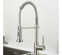 WHSY127 Single Handle Chrome Faucet for Kitchen with Pull Down Sprayer and Easy Installation - Water Saving Stylish Decor Accessory Beautiful