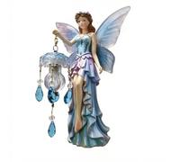Whtkoph Aplique de Pared Hada Lámpara de Pared Decora Iluminación con Linterna Escultura Artística de Resina Superficie Brillante Acabado Detallado Adecuada, Azul