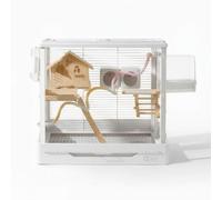 Whtkoph Jaula para Pájaros Jaula Aves Voladera Pajarera Interior Pajarera con Bandeja Inferior Elevada y Malla de Alambre Estable Adecuada para Hogar, Array, Blanco, Lujo Estilo Madera Original