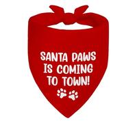 WHTYEFZ Pañuelo rojo para perro de Papá Noel con texto en inglés "Santa Paws is Coming to Town", regalo de cumpleaños para dueños de perros, divertido accesorio de disfraz para mascotas para fiesta de
