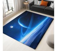 WHUOEUCO Alfombra para Salón 120x180cm Planeta Azul Alfombras Lavable Moderna Comedor Cocina Habitación, Alfombra Pelo Corto Fácil de Cuidar, Alfombra Grande
