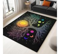 WHUOEUCO Alfombra para Salón 80x150cm Sol Luna Árbol De La Vida Alfombras Lavable Moderna Comedor Cocina Habitación, Alfombra Pelo Corto Fácil de Cuidar, Alfombra Grande