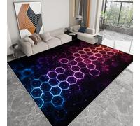 WHUOEUCO Alfombra Salon Hexágono Geométrico Luminoso 140x200cm Grande Pelo Corto Suave Alfombra Antideslizante Lavable para Salon, Dormitorio, Habitación Infantil