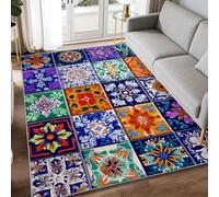 WHUOEUCO Alfombra Salon Lavable Antideslizante Rompecabezas de Flores 80x150cm Alfombra Moderna de Pelo Corto para Salon, Dormitorio, Oficina, Decoración del Hogar
