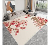 WHUOEUCO Alfombra Salon Lavable Moderna Flores De Cerezo Arquitectura 120x180cm Alfombra Grande de Pelo Corto Antideslizante para Comedor, Cocina, Dormitorio