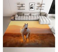 WHUOEUCO Alfombra Salón Pelo Corto Caballo Animal Al Atardecer 180x240cm Alfombras Grande Antideslizante Lavable, Alfombras Decoración para Dormitorio Comedor Cocina Oficina