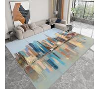 WHUOEUCO Alfombra Salon Pelo Corto Lavable Horizonte Urbano Abstracto 180x240cm Alfombra Antideslizante con Impresión 3D para Dormitorio, Comedor, Pasillo e Interior