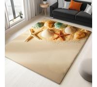 WHUOEUCO Alfombras de Salón 120x180cm Conchas De Playa Y Estrellas De Mar Alfombra Impresión 3D Moderno, Suave Pelo Corto Lavable, para Dormitorio, Comedor, Salon, Decoración del Hogar