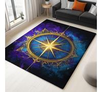 WHUOEUCO Alfombras de Salón 160x230cm Brújula Dorada Alfombra Impresión 3D Moderno, Suave Pelo Corto Lavable, para Dormitorio, Comedor, Salon, Decoración del Hogar