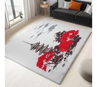 WHUOEUCO Alfombras de Salón 60x120cm Arquitectura De Estilo Japonés con Árboles Rojos Alfombra Impresión 3D Moderno, Suave Pelo Corto Lavable, para Dormitorio, Comedor, Salon, Decoración del Hogar